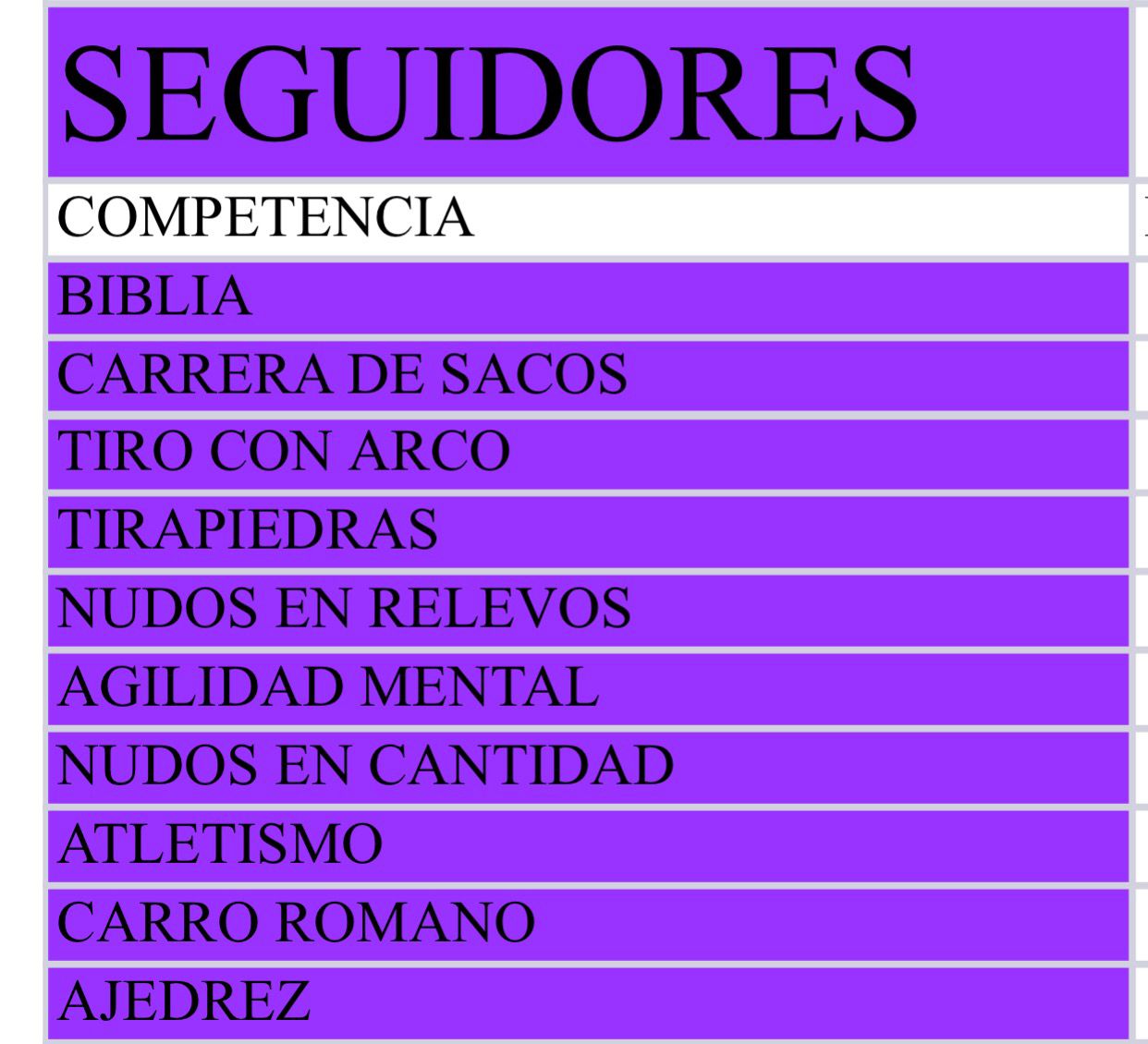 Competencia SEGUIDORES